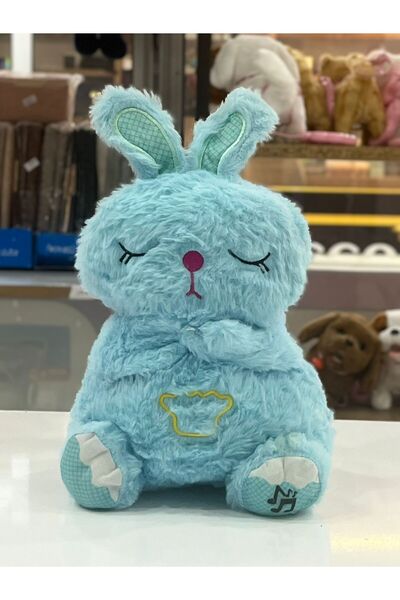 Slime Uyku Arkadaşı Müzikli ve Nefes Alan İnteraktif Pelüş Tavşan - Mavi