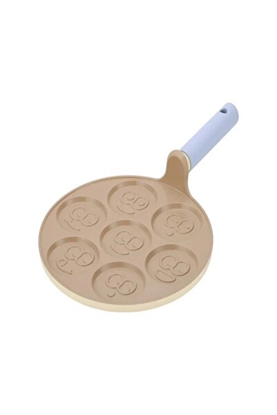 NEOFLAM ,Smiley pancake Pan26cm,Die cast aluminum nonstick ceramic coating(2 town beige in &cyan out