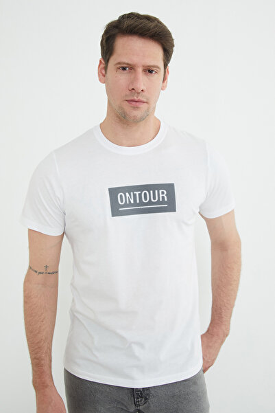 Fulla Moda Μπλουζάκι με στάμπα Ontour και λαιμόκοψη ποδηλάτου