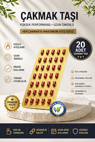 nistabolje Çakmak Taşı 20 Adet Yüksek Kıvılcım, Uzun Ömürlü, Tüm Çakmaklarla ...
