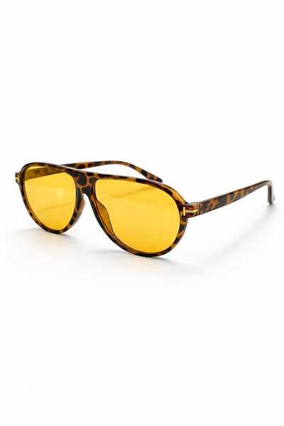 Horse Of Hope Los Angeles Pilot Gözlük Leopar Turuncu Cam Unisex Klasik Damla...