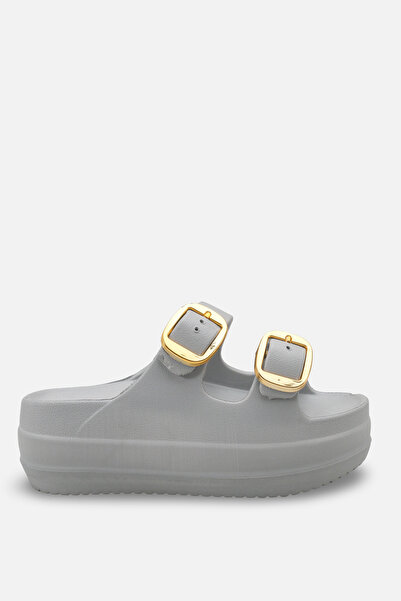 DELSOLERA Women's Gray Buckle Double Strap Printed Daily Comfortable Light So...
