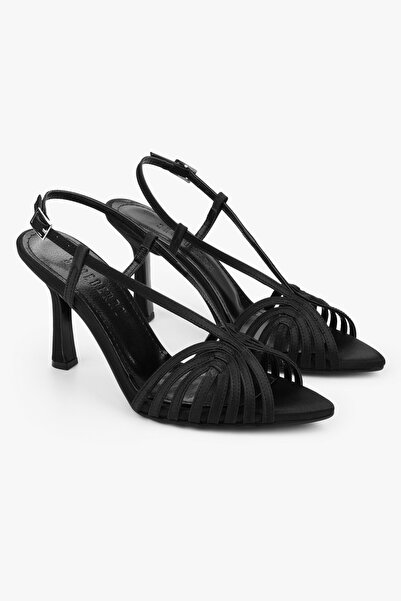 Shoeberry Γυναικεία παπούτσια Gloria μαύρα σατέν με τακούνι