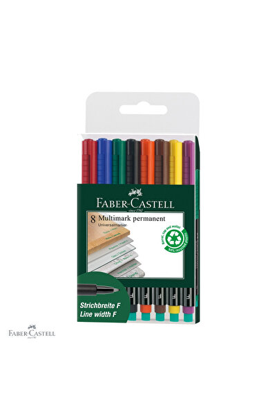 Faber Castell Set de 8 markere permanente Faber-Castell Multimark, vârf fin d...