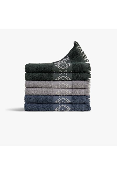 Green Black Σετ πετσετών προσώπου 6 τεμαχίων της σειράς Hereke Heritage