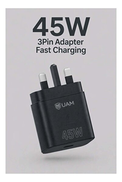 Generic محول شحن سريع UAM بقوة 45 واط وثلاثة مسامير |   شاحن طاقة USB-C |   د...