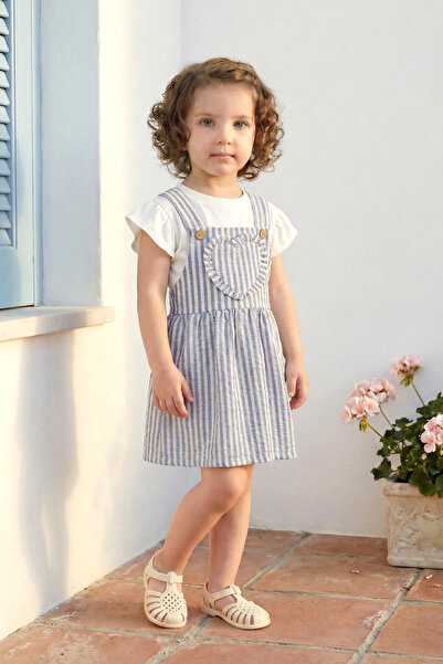 Minipodyum Κοριτσίστικο Φόρεμα Καλοκαιρινό με Λεπτομέρεια Κουμπιών στο Μπλουζάκι