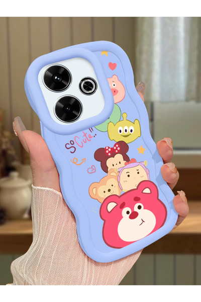 PATTERNOVA Xiaomi Redmi 13/13X Uyumlu Çizgi film çilek ayıcığı silikon darbe ...