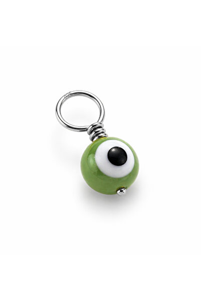 Tasarlatak 925 Ayar Gümüş Yeşil Renkli Nazar Boncuğu Charm – 8 mm Kolye & Bil...