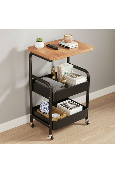 Sinyin 3-Tier Mobile Storage Cart,Metal Kitchen Storage Cart with Wheel,Multi...