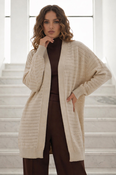 benguen Καλοκαιρινή Βαμβακερή Ζακέτα R7193 Μπεζ