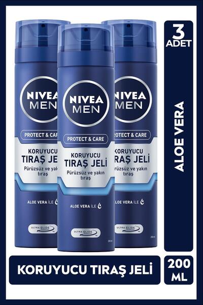 NIVEA Tıraş Jeli Men Protect Care 200 ml 3 Adet