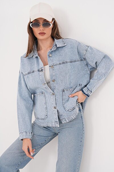 ŞİMAL Women's Double Pocket Denim Jacket 260546