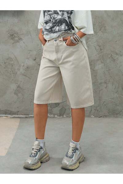 connemara Γυναικείο βερμούδα σορτς από βαμβάκι σε μπεζ απόχρωση, ψηλόμεσο, άν...