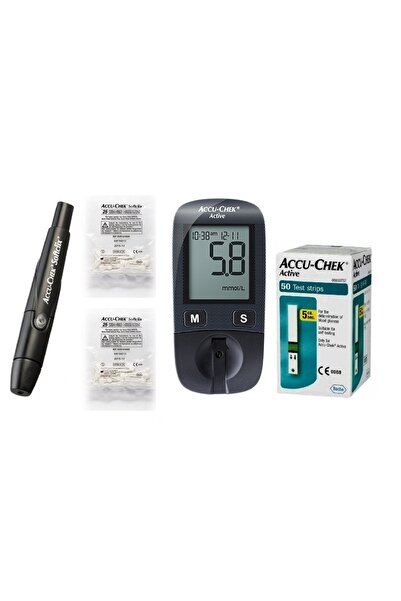 Accu Chek Roche Set glucometru Accu Chek Active Plus cu 60 de benzi de testar...
