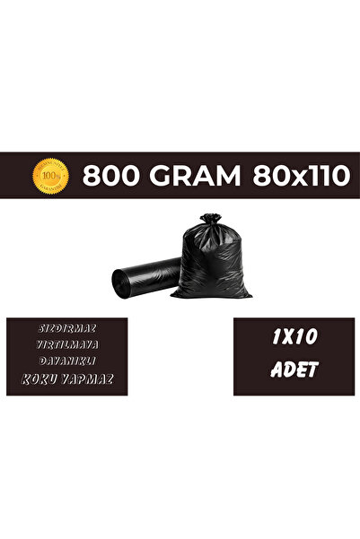 Yağmur Grup Endüstriyel Siyah Çöp Torbası 80x110 Büyük Boy 10'lu 800 Gr Dayan...