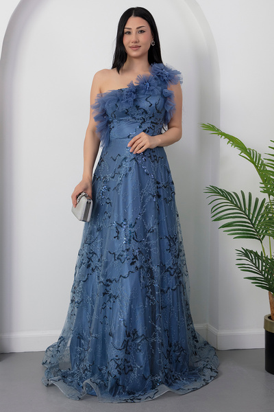 PULLIMM Φόρεμα από τούλι με παγιέτες και στράπλες λαιμόκοψη 6111