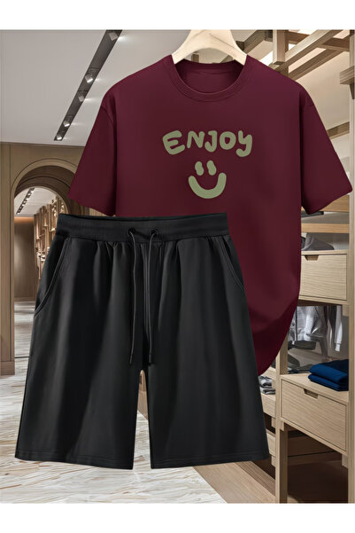 LAVİTTA Enjoy Shorts and Top Tracksuit Set Printed Oversize Crew Neck