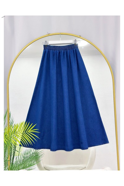 YEDİLALE FUSTĂ DIN DENIM CU TĂIERE EVAZATĂ ȘI TALIE ELASTICĂ