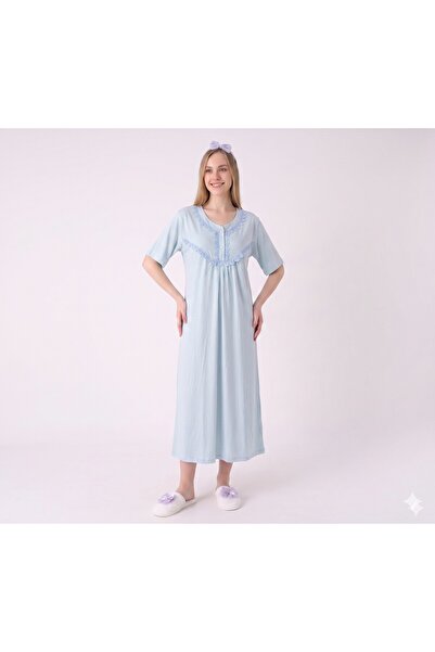 Alize Moda 100% βαμβακερό κοντομάνικο γυναικείο νυχτικό με γιακά με κουμπιά, ...