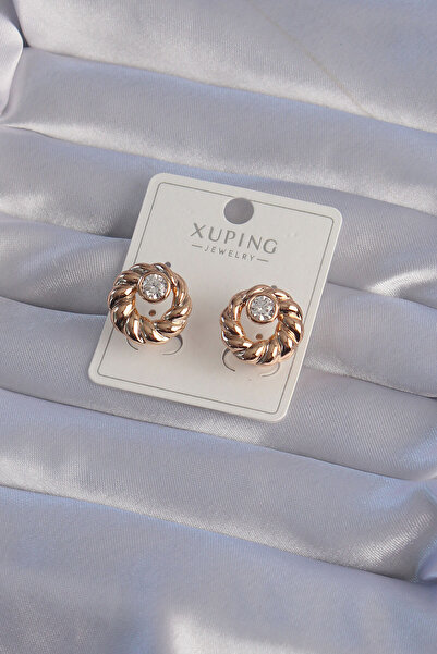 markentegra Xuping Rose Color Oval Zircon Stone Twist Model Earrings