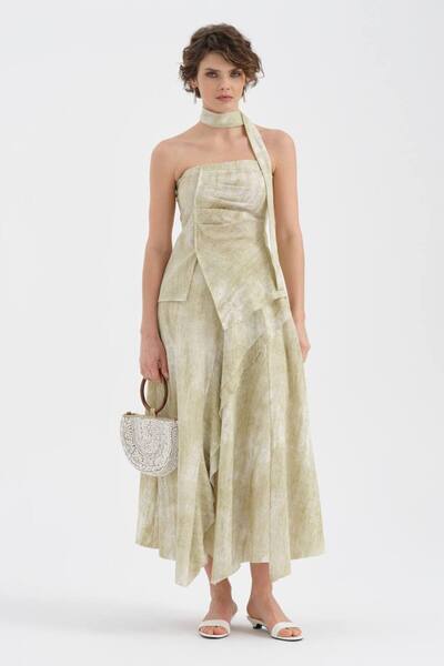 tw3 Γυναικείο Σετ Τριών Τεμαχίων με Φουλάρι, Λεπτομερές Σχέδιο Πάνω-Κάτω με Φ...