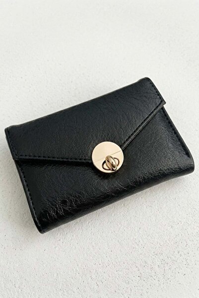 Madmext Μαύρο κομψό γυναικείο πορτοφόλι με μεταλλικό κούμπωμα MG2844