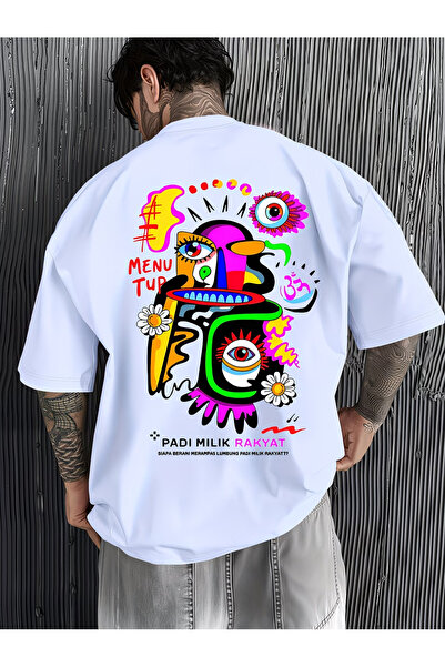 LAVİTTA Colorful Printed Oversize Cotton Crew Neck T-Shirt