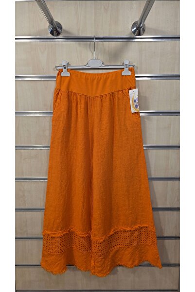 Park Moda Λινό παντελόνι με απλό σχέδιο