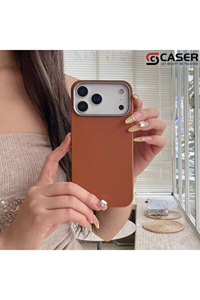Noppax İphone 17 Pro Uyumlu Deri Arka Kapak Telefon Kılıfı