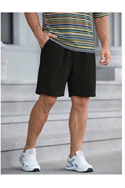 yx yustex sport Ανδρικό μαύρο σορτς Oversize Άνετη εφαρμογή Ψηλόμεσο σορτς με...