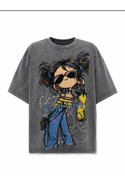 OEM Women's Oversized Gray T-Shirt With Printed