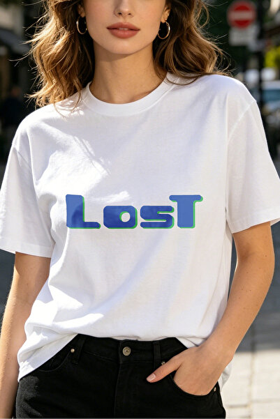 Fleck تي شيرتات نسائية بطباعة جرافيك على طراز Lost بأسلوب كاجوال