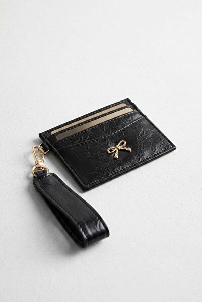 Madmext Μαύρη δερμάτινη θήκη για κάρτες με λουράκι MG2845