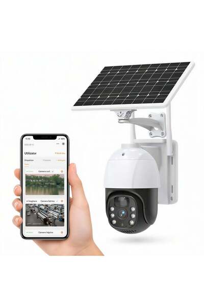 JML1 Cameră de supraveghere solară 19 cm, 4K Ultra HD, 360 °   Rotație, Desig...
