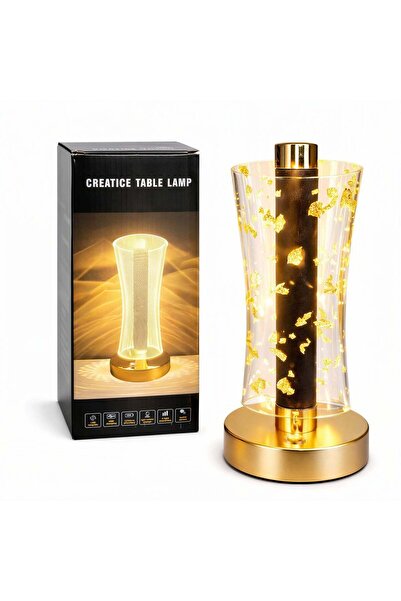 JML1 Lampă decorativă LED 23 x 14 cm, Model cristal cu fulgi aurii, 3 moduri ...