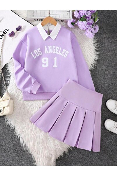 Yavrumsa Κοριτσίστικο Σετ 2 τεμαχίων με Πουκάμισο και Φούστα με Λεπτομέρεια Γ...