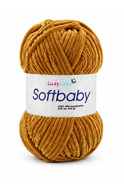 Ladylana SoftBaby (Βελούδο-Σενίλ) Νήμα για πλέξιμο στο χέρι 566 ΜΟΥΣΤΑΡΔΑ