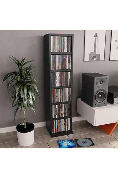 vidaxl Έπιπλο για CD Μαύρο 21 x 20 x 88 εκ. από Επεξεργασμένο Ξύλο