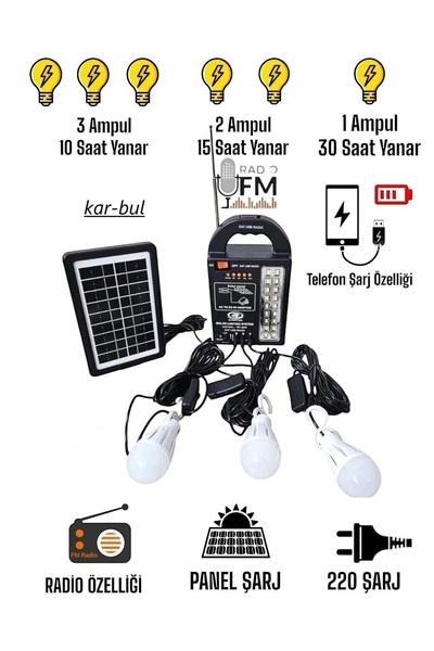 ozbience Solar Güneş Enerjili Kamp Lambası Seti 3'lü, Taşınabilir ve Hafif Ay...