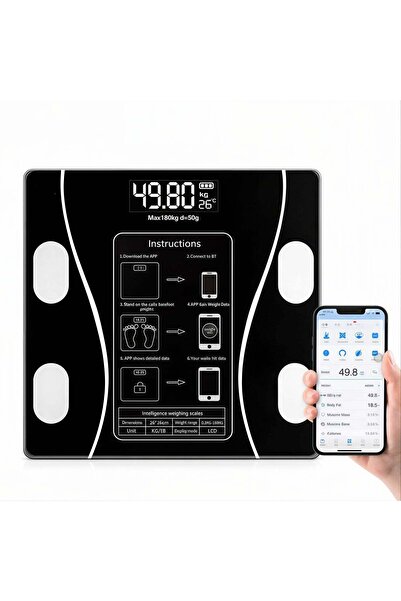 CASA JOY Cântar inteligent 26 x 26 cm cu conexiune Bluetooth, analiză corpora...