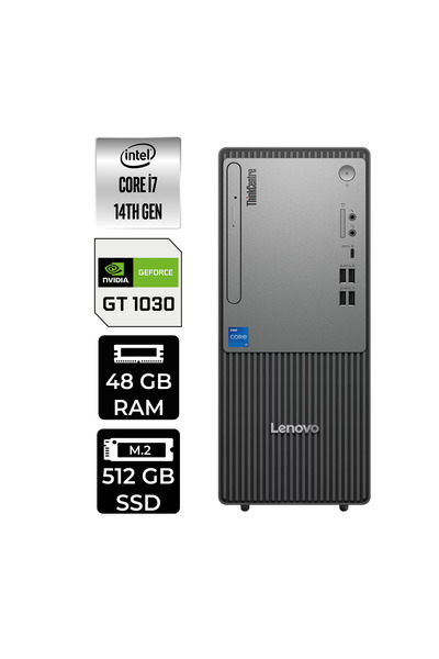 LENOVO ThinkCentre Neo 50T G5 i7 14700 48GB 512GB SSD GT1030/4GB W11P Masaüstü Bilgisayar & PER4 USB Bellek