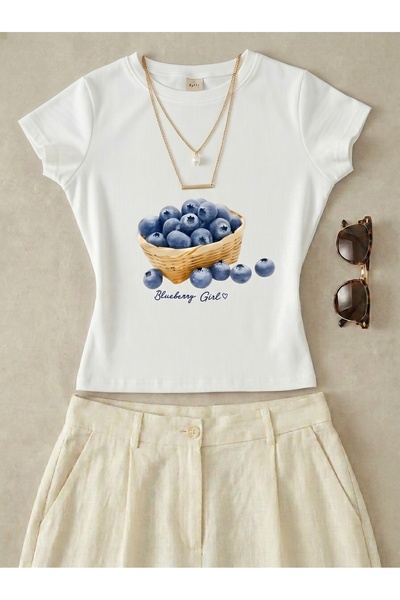 KVİNS Γυναικείο εμπριμέ μπλουζάκι με κοντό μανίκι από Lycra