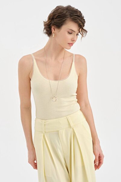 tw3 Women's Premium Quality Design Undershirt with Tulle Detail on Collar and...