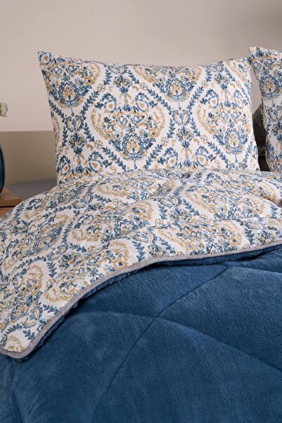 Sudemhome King Size Double-Sided Luxury Welsoft Quilt Fluffy Soft Fleece Quilt Pillowcase Aksu Indigo