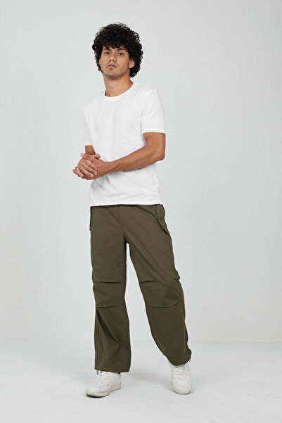 GRİİ WEAR Unisex βαμβακερό παντελόνι Y2k με πλισέ ελαστικό ρυθμιζόμενο τελείω...