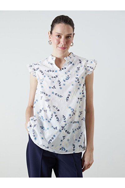 LC Waikiki Lcw Grace White Scoop Neck Floral Blouse