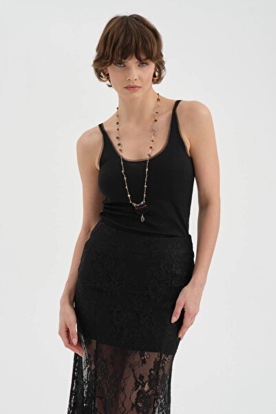 tw3 Women's Premium Quality Design Undershirt with Tulle Detail on Collar and...