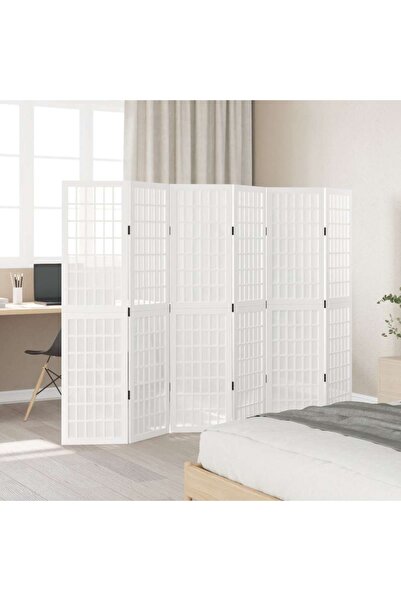 vidaxl Διαχωριστικό Χώρου με 6 Πάνελ Λευκό Ξύλο Παυλώνια