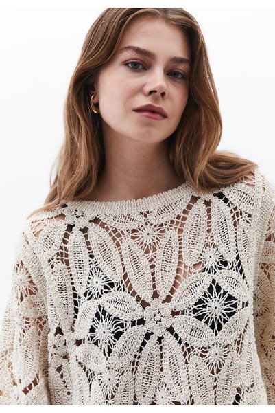 OXXO Blouse With Ajour Details - ALMOND MILK